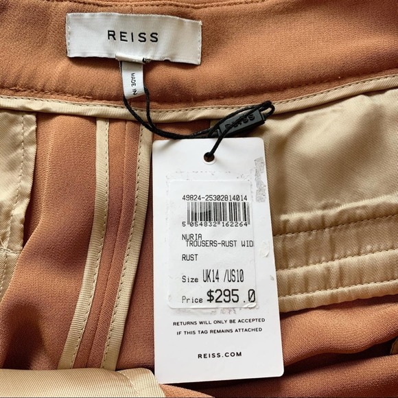 Reiss Nuria Trouser Slacks Rust Wide Leg Pants 10 - Picture 9 of 16